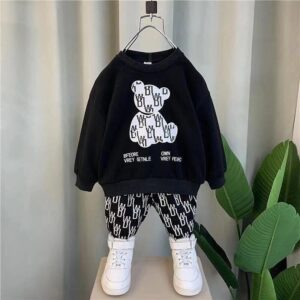 winter dress for kids - black tracksuit for boys and girls