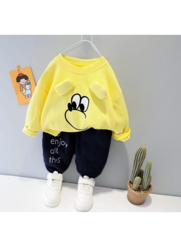 winter dress for kids - yellow and black tracksuit for boys and girls